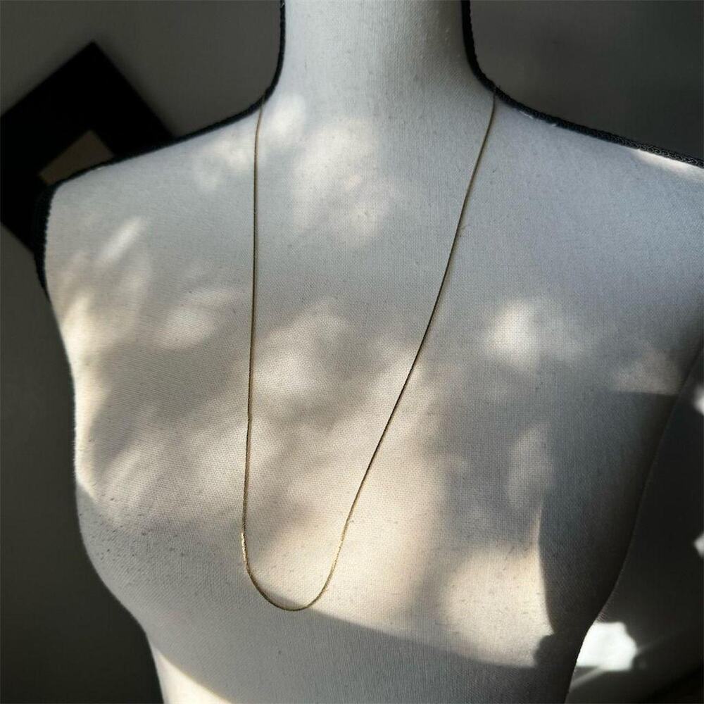 Vintage Dainty Gold Plated 12K Snake Chain Necklace Secure Clasp Jewelry
